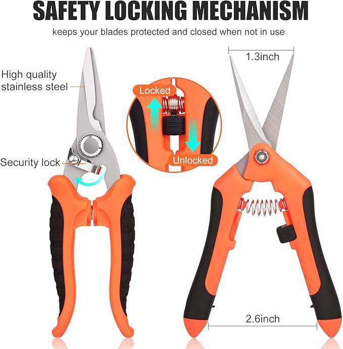 3 pcs garden shears Stainless steel Gardening scissors Pruning shears for gardening For pruning scissors flowers fruit trees