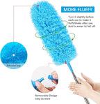 Rainbow Extendable Static Duster Reusable Microfiber Duster with 100" Telescoping Pole, Beandable and Washable Dusters Head for Cleaning Ceiling, Fan, Furniture