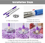 Spin Mop Replacement Mop Handle, 49-inch 360 Degrees Rotating Telescopic Replacement Mop Stick with Stainless Steel Disc for Spin Mop Bucket Cleaning System (Stainless Steel Disc, Red)