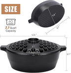 G GOOD GAIN Wood Stove Steamer - Cast Iron Stove Humidifier with Large Opening Top | Oval Bowl Fire Place Stove Pot for Home Heating Decorative | Matte Finish & 2.7 Quart, Black