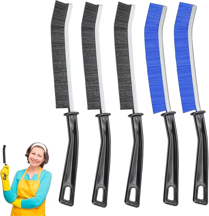 5Pcs Hard Bristle Crevice Cleaning Brush, Multifunctional Grout Cleaner Brush, Thin Gap Cleaning Brush Set, Small Cleaning Tools for Household Use, Kitchen, Bathroom, Toilet, Window Track,Tight Space