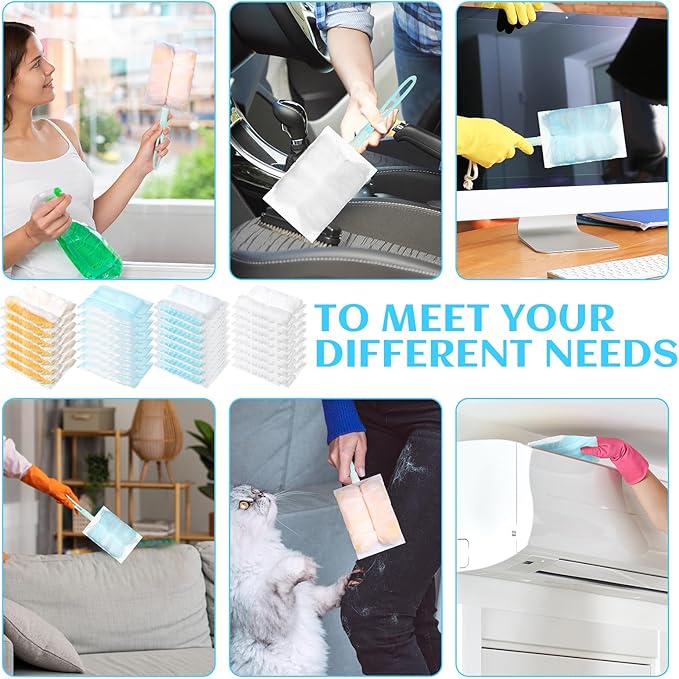 100 Pcs Disposable Dusters Refills Bulk Heavy Duty 180° Multi Surface Replacement Dusters for Cleaning Ceiling Fan with Microfibers Unscented (Fresh Colors)