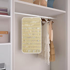 1 Pack Hanging Jewelry Organizer 80-Pocket Dual-sided Jewelry Storage for Earring Necklace Bracelet Ring Travel Holder, White and Beige