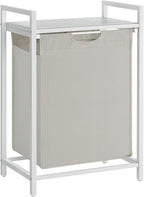 VASAGLE Laundry Hamper, Laundry Basket, Laundry Sorter with A Pull-Out and Removable Bag, Shelf, Metal Frame, 17.2 Gallons (65 L), 19.7 x 13 x 28.4 Inches, Cream White and Cloud White UBLH101W01
