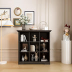 Cube Storage Bookcase with Base - Wooden 3 Tiers Floor Standing Open Shelf Cabinet for Home and Office, 9-Cube Lattice Bookshelf, Black