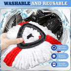 4 Pack Spin Mop Replacements Head Compatible for EasyWring 1-Tank System,Microfiber Spin Mop Refills Head,1 Mop Scrub Brush + 1 Mop Base + 4 Pack Cleaning Floor Mop Head（Red)