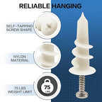 80 Pcs Self-Drilling Drywall Anchors - #8 x 1-1/4" Dry Wall Anchors and Screws Kit