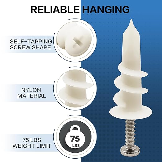 80 Pcs Self-Drilling Drywall Anchors - #8 x 1-1/4" Dry Wall Anchors and Screws Kit