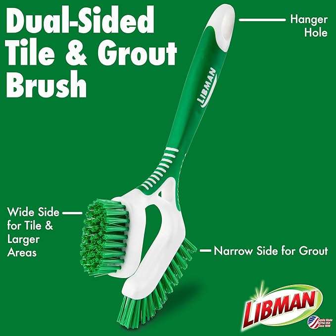 Libman Heavy Duty Scrub Brush Kit | Cleaning Brushes for Household Use | Tub Scrubber | Easy Grip Scrub Brush | Big Job Kitchen Brush | Dual Sided Tile & Grout Brush | 3 Different Brushes Included