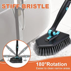 Long Handled Scrub Brush for Shower,3-in-1 Cleaning Brushes with 3 Different Function Cleaning Heads Brush for Shower Cleaning Bathroom Kitchen Walls Tub Tile (Black)