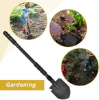 Camping Shovel, (24.21'') Survival Off Road E Tool Folding Shovel with Pickaxe, Portable Bag, High Carbon Steel, for Digging, Backpacking, Hiking, Gardening, Emergency, Outdoor