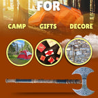 Hand Forged Double Headed Carbon Steel Axe – Bearded Battle Axe with Ash Wood Handle and Leather Sheath – Handmade Functional Gift for Him (DHA)