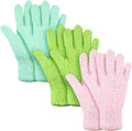 Patelai 3 Pairs Microfiber Plant Dusting Gloves Leaf Cleaning Gloves for Indoor Plants, Blinds, Furniture, House (Green Yellow,Water Blue,Pink,Large)