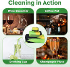 Magnetic Glass Cleaner Kit - Deep Cleans Hard-to-Reach Glassware & Narrow Pipes Two Reusable Silicone Scrubbers with Handle Perfect for Intricate Shapes, Black