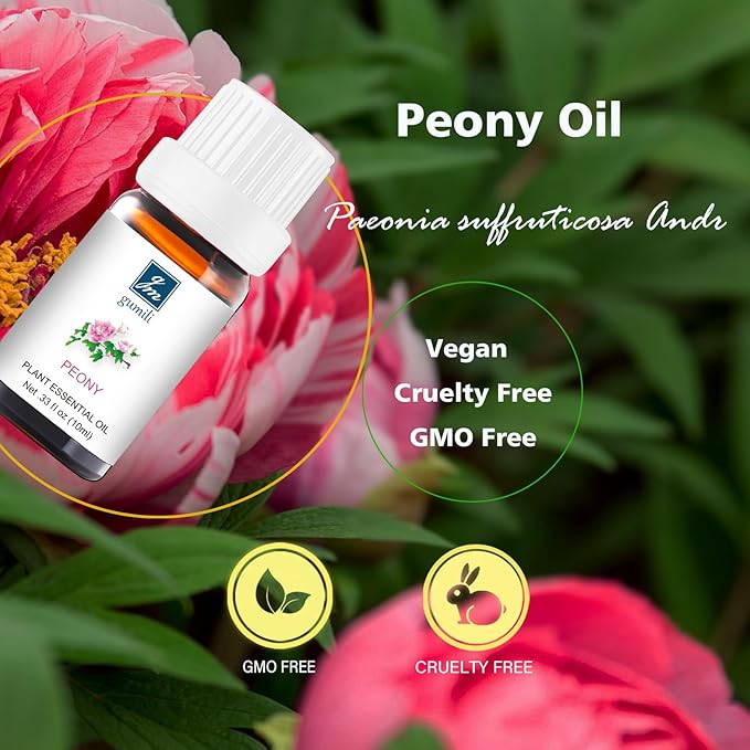 Peony Essential Oil - Pure Natural Fragrance for Aromatherapy, Perfume Making, Candles, Soap, Room Spray, Diffuser Blends - Organic, 10mL Undiluted