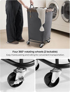 StorageWorks 160L Laundry Basket with Wheels, Large Rolling Hampers for Clothing Organizer, Dirty Clothes Basket for Hotel, Home, Closet, Dorm, Grey