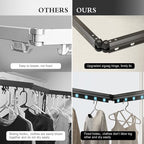 Clothes Drying Rack Wall Mounted Foldable Laundry Drying Rack Collapsible/Retractable Space Saving Laundry Hanger Dryer Rack with Additional Bar-Matte Gray