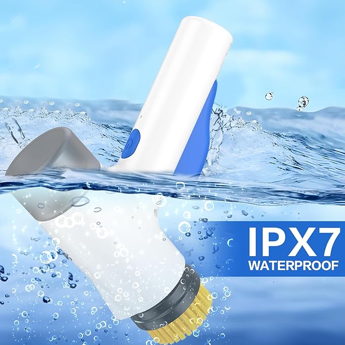 Electric Spin Scrubber 2 in 1 Scrubber Brush & Cleaning Spray with No-Rinse Formula Cleaner IPX7 Full Body Waterproof Bathroom Cleaning Brush With 6 Brush Heads for Kitchen,Bathroom, Grill，Tile