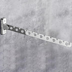 ACNISM Wall Mounted Clothes Rack, Laundry Hanger Wall Mount, Retractable & Foldable Drying Rack with 180° Rotation, Space-Saver for Laundry Room & Bedroom, Bathroom Closet Storage, 1-Pack, Silver