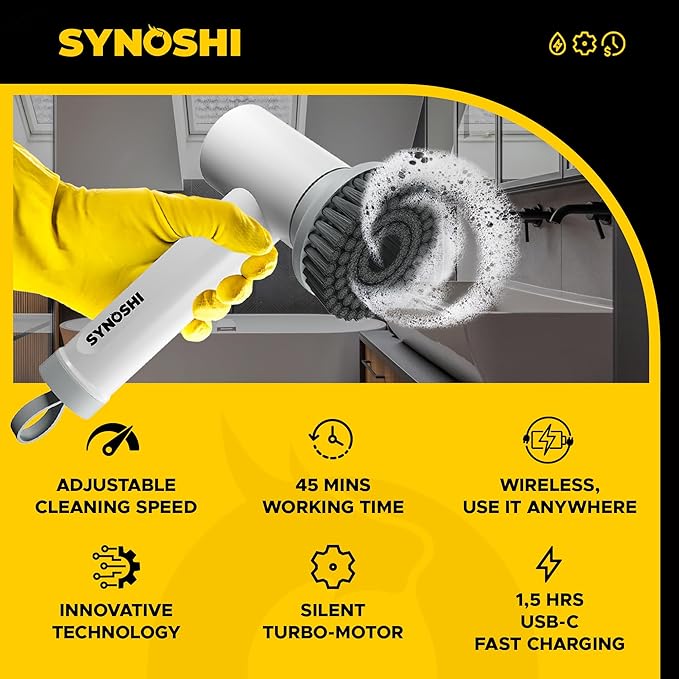 Electric Spin Scrubber, Power Cleaning Brush with 3 Heads, Cordless Waterproof Shower Scrubber with Dual Speed, Perfect for Cleaning Bathroom, Tile, Cars, Floor. Electric Scrub Brush for tub
