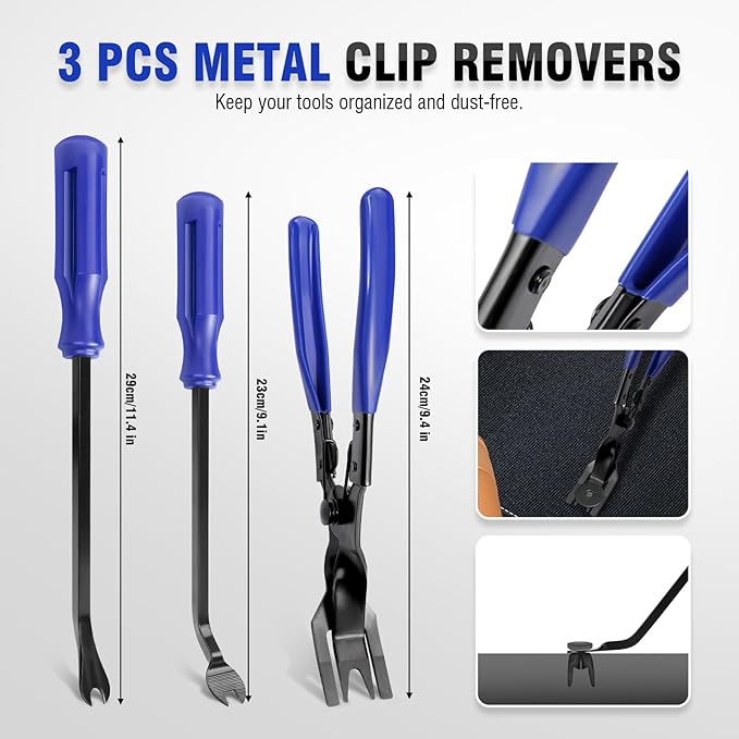 LadyRosian 37Pcs Trim Removal Tool Set, Car Upholstery Repair Kit, Auto Clip Pliers Fastener Remover Tool, Door Panel Tool, Car Panel Tool Radio Stereo Removal Tool Kit with Storage Bag (Blue)