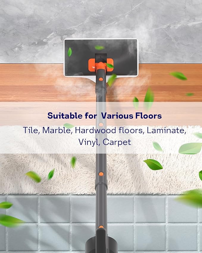 Steam Mop Cleaner with Detachable Handheld Steamer, 20 in 1 Steam Cleaner with Multiple Accessories, Detachable Water Tank, Microfiber Pads for Floor, Tiles, Carpet and Grout Cleaning (Grey)