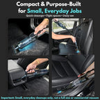 Car Vacuum Portable Cordless, 4-in-1 Mini Car Vacuum with 19500pa Suction & Air Duster, USB-C Charging, Smart Digital Display, Handheld Vacuum with LED Light, Multi Nozzles for Car, Home, Office, Pet