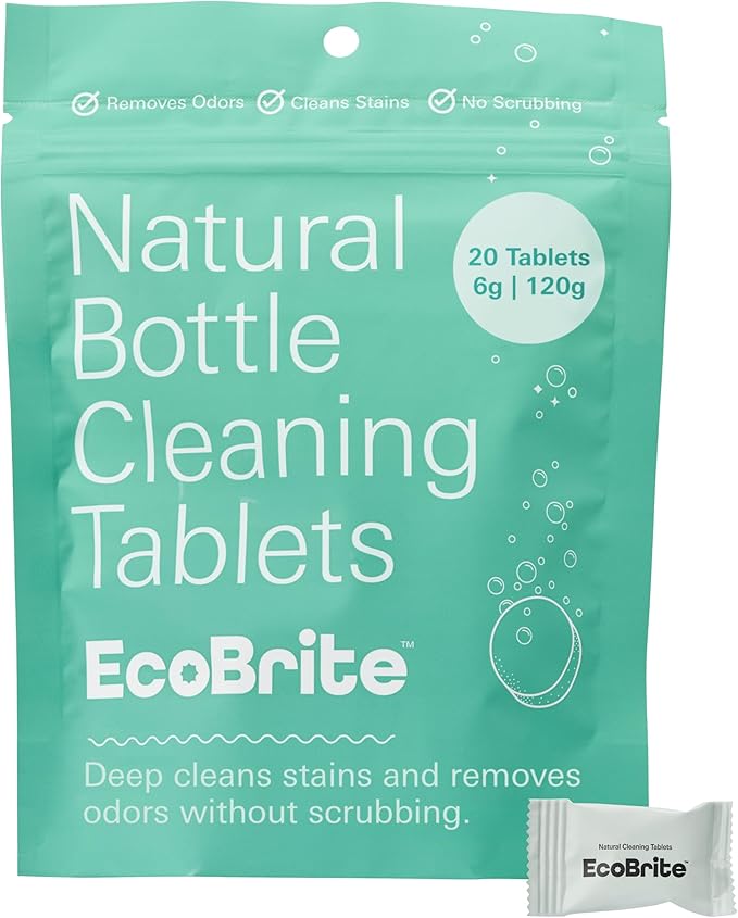 Owala EcoBrite Powerful Cleaning Tablets, Cleans Bottles, Coffee Cups, Pots, Pans, Camping Gear, Pet Bowls, and Much More - 20 pack (Individually Wrapped) Made From Naturally Sourced ingredients