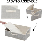 3 Pack Closet Organizers, Foldable Clothes Storage Organizers with Handles, Large Capacity, Sturdy Drawer Storage Boxes for Clothing, Underwear, Books, Shelves, Wardrobe Organizing, Beige