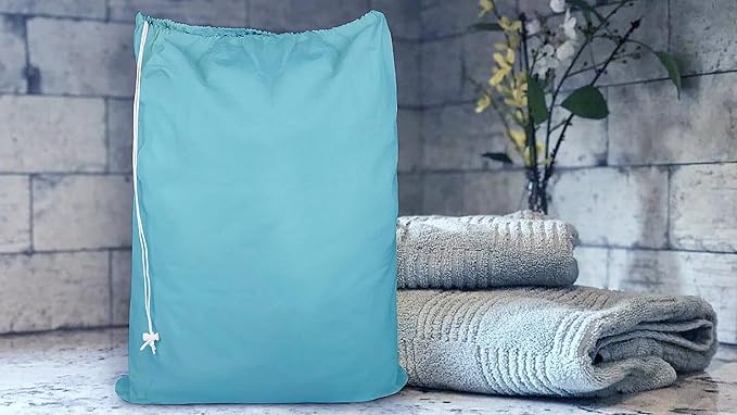 Urban Villa Laundry Bag Canvas|Dirty Clothes Travel Laundry Bag|Machine Washable|Reusable College Hostel Hamper Liner Bag for Garments Delicates Drawstring Closure 1 Pack Aqua Color|Size 28X36 Inches