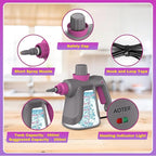 Pressurized Handheld Steam Cleaner, Portable Multi-Surface Cleaner for Home, Multipurpose Steam Cleaner for Tile, Grout, Windows, Bathroom, with 12pcs Accessories (Grey)