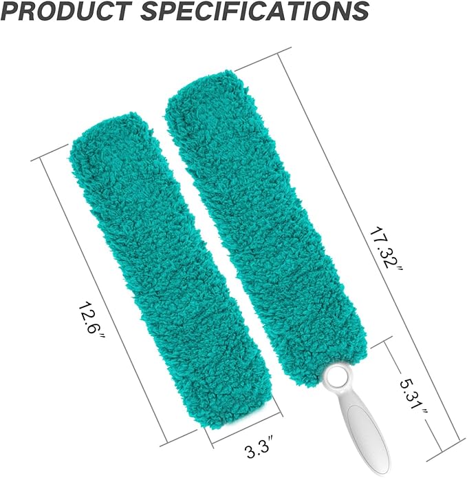 Duster Cleaning, Dusters for Cleaning with Washable Microfiber Head, Handheld Duster, Dusting Wand Cleaning Tool for Office, Car, Window, Furniture, Ceiling Fan-Green