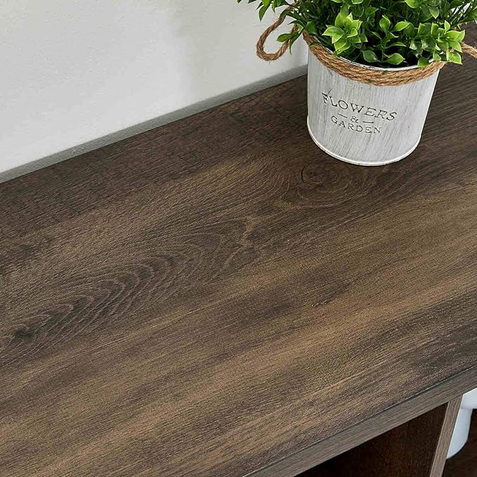 FATORRI 6 Cube Storage Organizer Shelf, Rustic Wood and Metal Cubby Bookcase, Industrial 4 Tier Cube Bookshelf (Walnut Brown)