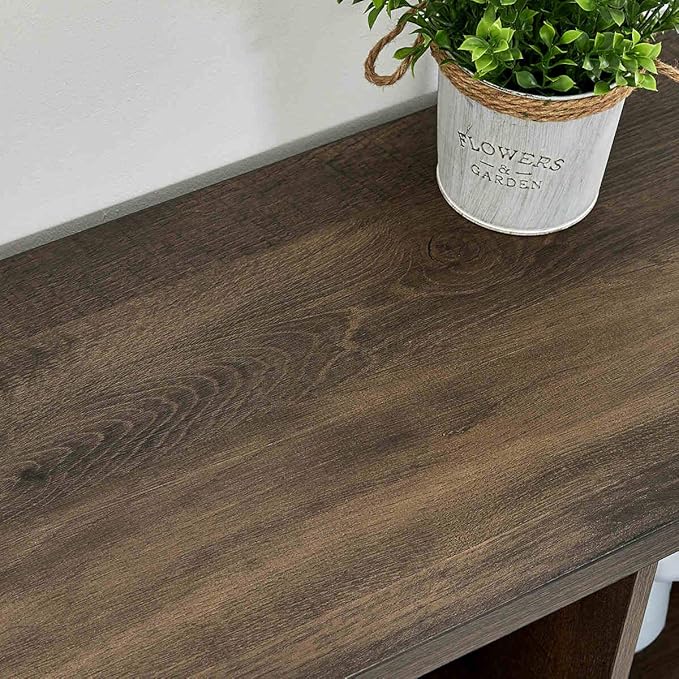 FATORRI Rustic 6 Cube Storage Organizer with Shelf, Wood and Metal Cubby Bookcase, Industrial Horizontal Bookshelf for Living Room, Home Office (Walnut Brown, 47 Inch)