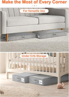 punemi Low Profile Under Bed Storage, 5 inches High Underbed Storage Containers With Sturdy Sidewalls & Bottom, Slim Under Couch Sofa Storage, Shallow Under Bed Organizer Clothes Storage Bins, 2Pack