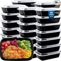 vivigu 50 Pack (100-Piece) Meal Prep Containers 24 oz, Leakproof Plastic Food Storage Containers with Lids, Disposable To Go Food Containers, BPA-Free, Stackable, Microwave, Dishwasher & Freezer Safe