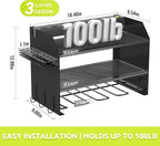 Heavy Duty Drill Holder & Power Tool Organizer Wall Mount, Metal Cordless Tool Organizer for Cordless Drill, Accessory Holder Rack (3L4D WITH CHARGING STATION (BLACK), With Charging Station)