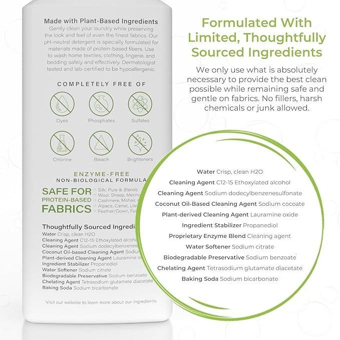 Heritage Park Silk & Wool All-Natural Lavender Mist Scent, pH-Neutral Laundry Detergent - Enzyme-Free, Concentrated Up to 128 loads (64 fl oz)