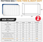 2 PK Twin XL/Twin Mattress Bags for Moving and Storage, Heavy-Duty 4 Mil Clear Plastic Mattress Cover for Moving, Super Thick Mattress Storage Bags