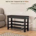 Shoe Rack Bench Seat Rubberwood 3-Tier Wooden Storage Bench 550lbs Compact Mid-Century Modern Design for Entryway, Hallway, Closet, Front Door Entrance, Foyer