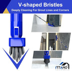ITTAHO 12" Wide Floor Scrub and Grout Brush Set With Long Extendable Handle - Stiff Bristle Heavy Duty Cleaner for Tile, Deck, Garage, Kitchen, Bathroom