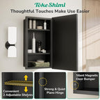 TokeShimi 40x30 Beveled Mirror with Storage Bathroom, Black Recessed Medicine Cabinet with Mirror Aluminum, Wall Mount Metal Recessed Medicine Cabinets for Bathroom