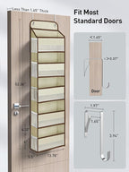 Yecaye 2 Pc Over the Door Organizer with 5 Bins 10 Side Pockets, 44lbs Load Hanging Bathroom and Bedroom Organizer, behind the Door Hanging Organizers for Nursery Newborn Baby Essential Stuff Beige