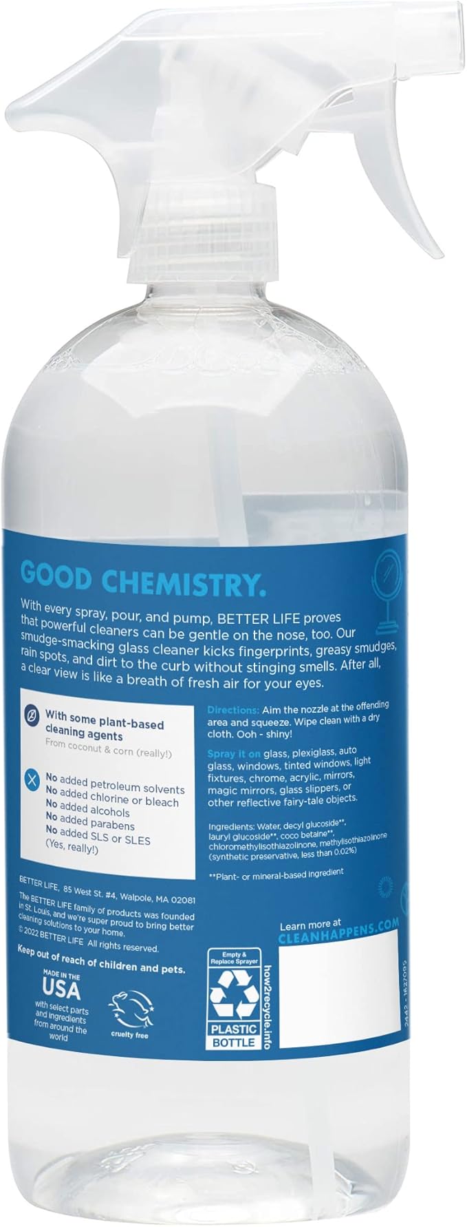 Better Life Natural Streak Free Glass Cleaner, 32 oz