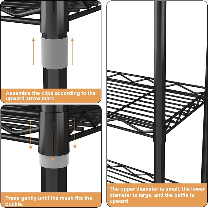 HOMEFORT 5-Tier Wire Shelving 5 Shelves Unit Metal Storage Rack Durable Organizer Perfect for Pantry Closet Kitchen Laundry Organization in Black,21”Wx14”Dx61”H