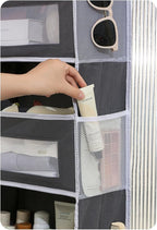 Over The Door Organizer Storage, 5 Shelf Hanging Door Organizer with 5 Large Capacity Pockets, Anti Tilt 44 lb Load Hanging Organizer for Bedroom, Bathroom, Pantry, Nursery (Grey, 1 Pack)