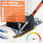 Soldering Iron Kit, 120W LED Digital Advanced Solder Iron Soldering Gun kit, 110V Welding Tools, Smart Temperature Control [356℉-932℉], Extra 5pcs Tips, Auto Sleep, Temp Calibration, Orange