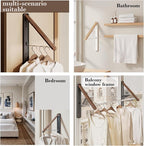 Retractable Wall Mounted Drying Rack - Foldable Clothes Hanger in Walnut or Oak Color for Laundry Room, Closet & Balcony (Walnut, 1 Rack)