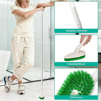Qaestfy 4-in-1 Tub and Tile Shower Scrubber, 51'' Bathtub Cleaning Brush with Long Handle, Soft & Stiff Bristles Bathroom Scrub Brush, Non-Scratch Shower Cleaner Brush for Cleaning