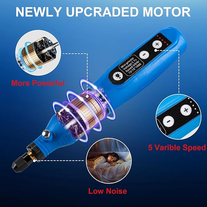 Cordless Rotary Tool, 5-Speed Mini Rotary Tool Kit with 75 Accessories, Multi-Purpose 3.7V Type-C Charging Rotary Tool for Engraving, Sanding, Polishing, Drilling, Grinding, Small DIY Crafts